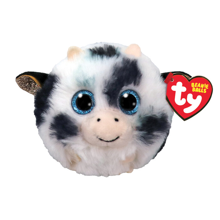 TY Beanie Balls Mooph Χνουδωτή Αγελαδίτσα Λευκή Με Μαύρες Στάμπες