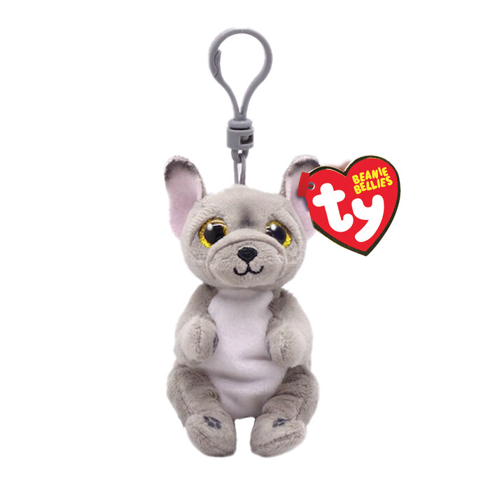 TY Beanie Bellies Wilfred Plush Clip Dog Gray 8.5cm