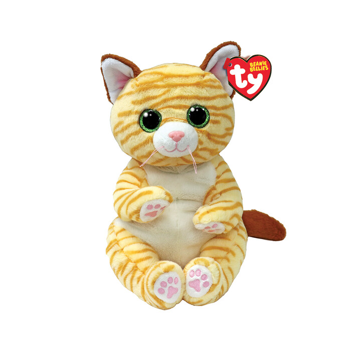 TY Beannie Bellies Mango Plush Cat Yellow 23cm
