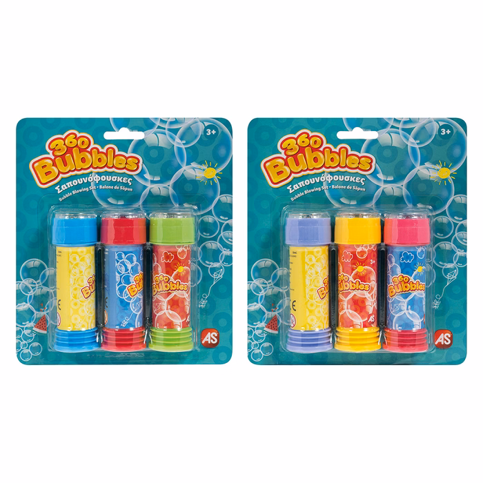 AS 3 Bubble Blowing Bottles 360 Bubbles For Ages 3+