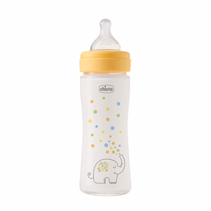 Chicco Γυάλινο Μπιμπερό Perfect Easy Κατά των Κολικών Ελεφαντάκι 240ml Για 0+ Μηνών