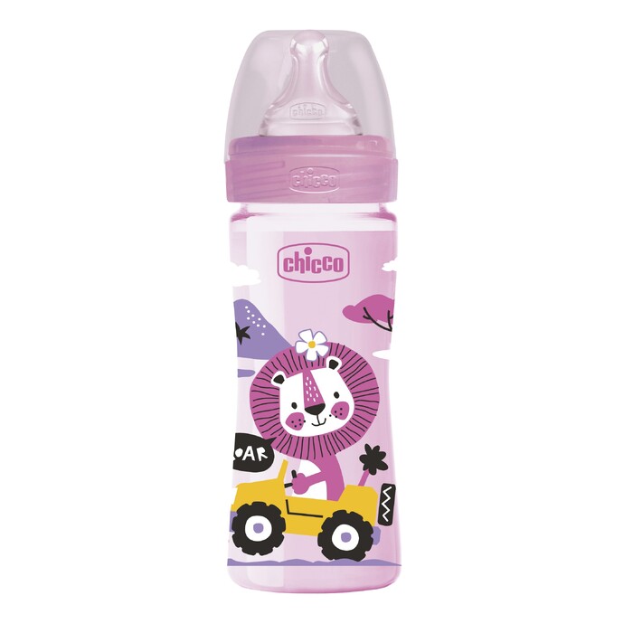 Chicco Πλαστικό Μπιμπερό Well Being Κατά των Κολικών Με Θηλή Σιλικόνης Ροζ 250ml Για 2+ Μηνών