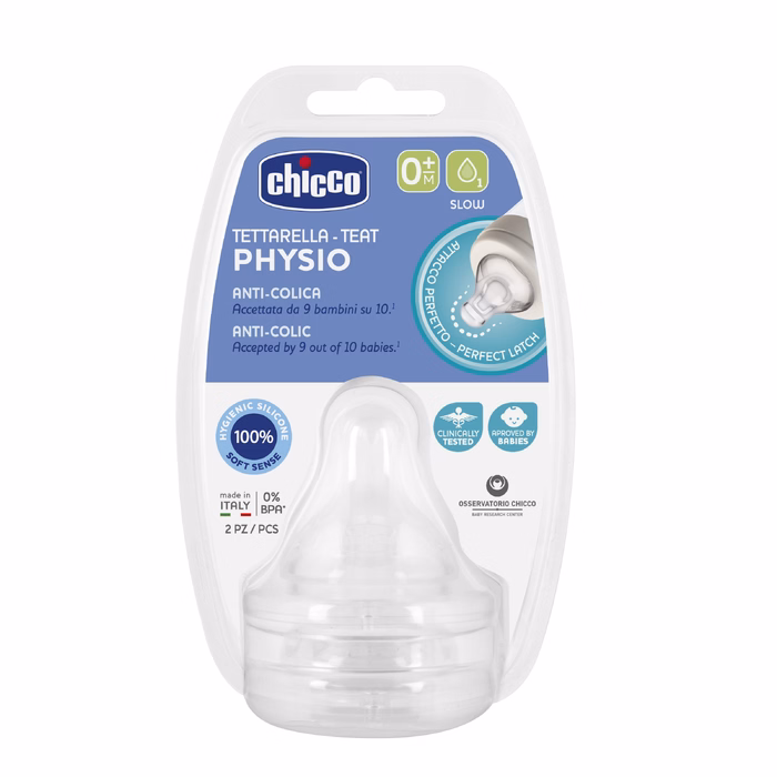 Chicco Θηλή από Σιλικόνη Physio Perfect 5 Κανονικής Ροής Για 0+ Μηνών 2τμχ