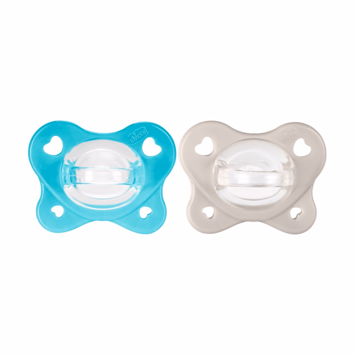 Chicco All Silicone Pacifiers PhysioForma Dual Soft Blue For 6-16 Months 2pcs