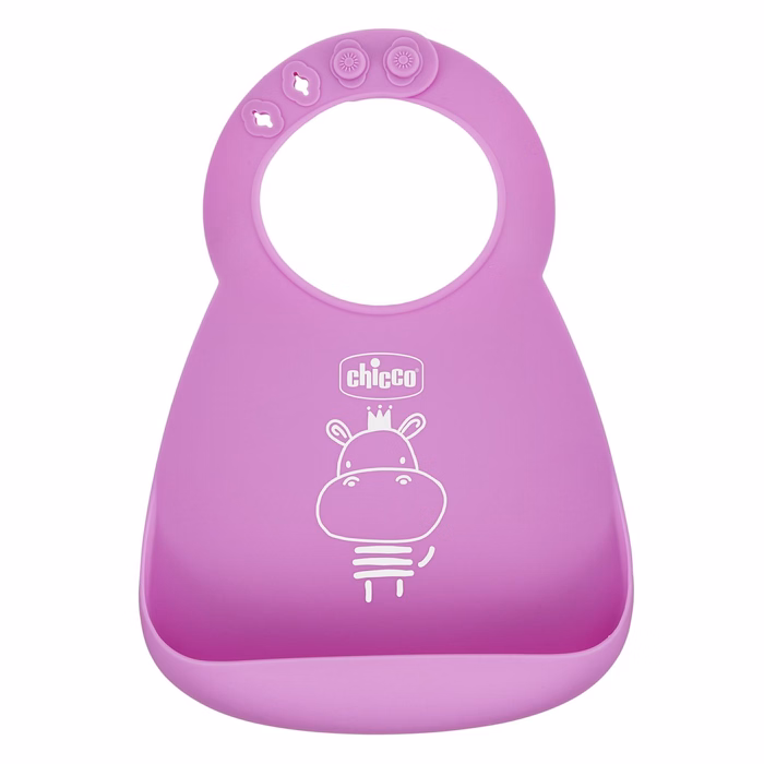 Chicco Silicone Bib for Crumbs Pink