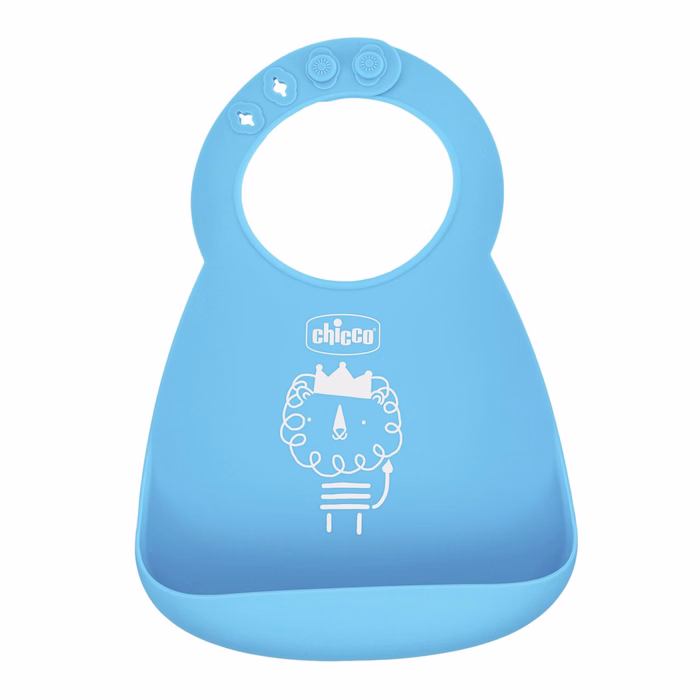 Chicco Silicone Bib for Crumbs Light Blue