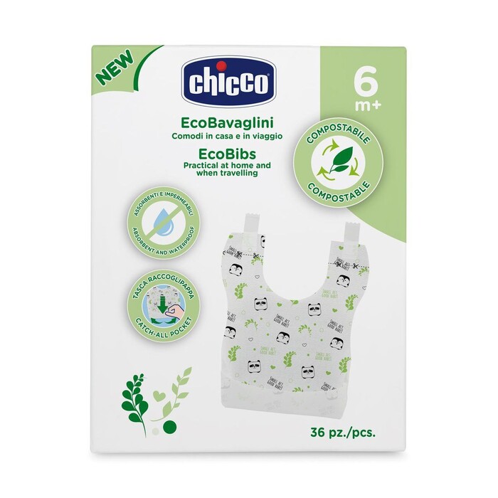Chicco Disposable Biodegradable Bibs Pink for 6+ Months 36 pcs