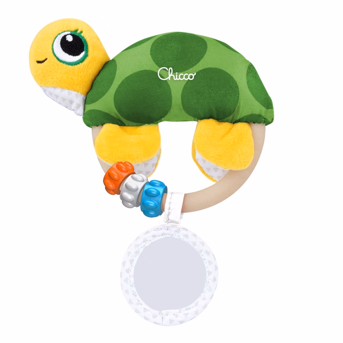 Chicco Baby Rattle Turtle with Fabric For 0+ Months