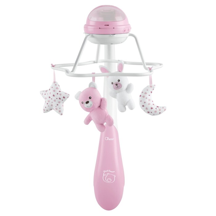 Chicco Rainbow 3-in-1 Baby Cot Mobile with Projector Pink For 0+ Months