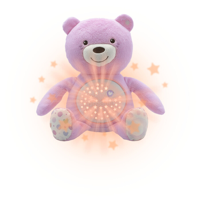 Chicco Baby Bear Baby Plush Toy with Projector Pink For 0+ Months